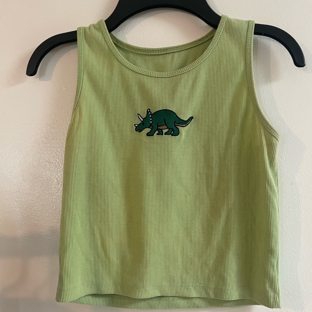 Green dinosaur tank top